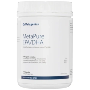 OmegaGenics High Strength EPA DHA Fish Oil (Formerly Metagenics MetaPure EPA/DHA Fish Oil Omega-3) 240 capsules