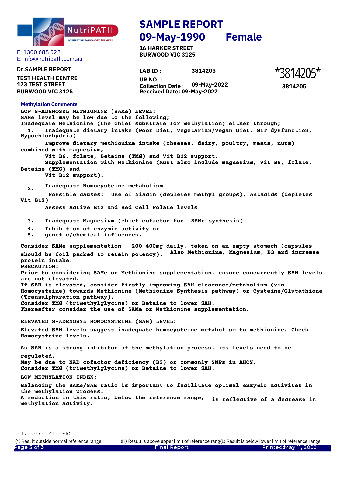 Methylation Profile Dry Ice- Test Code 5101 3 Methylation Profile Dry Ice- Test Code 5101 - Image 3