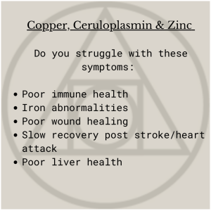 Copper, Ceruloplasmin & Zinc- Test Code 5033