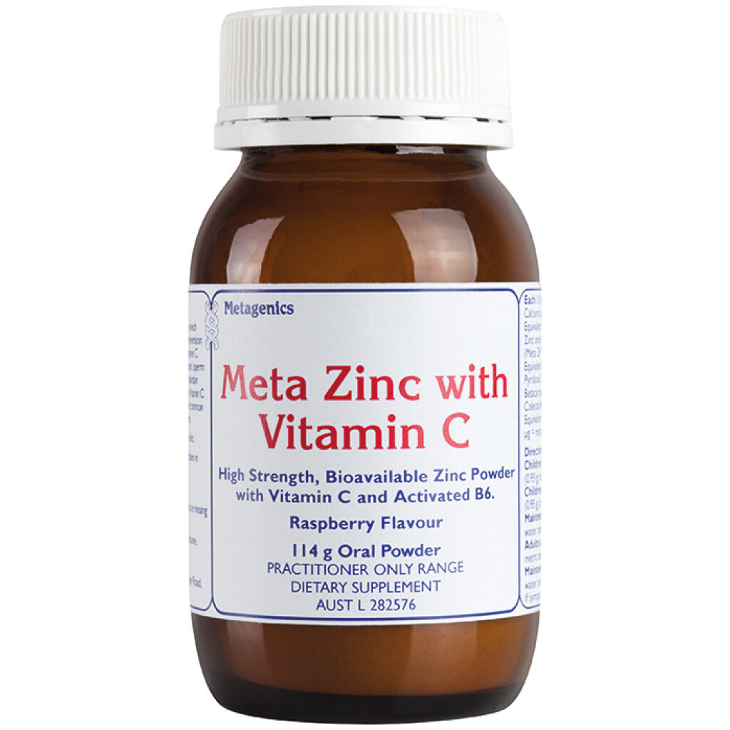 Metagenics Meta Zinc with Vitamin C Raspberry flavour 114g or 228g powder